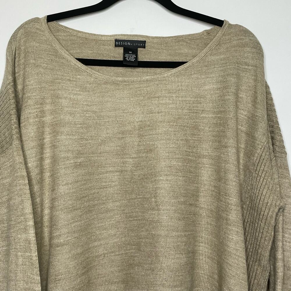 Design History Sweatshirt Long Sleeve Knitted Pullover Brown Plus 1X Lagenlook - Picture 2 of 10